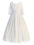 Kids Dream Big Girls White Chiffon Butterfly Sleeve Communion Dress 6-16 - SophiasStyle.com